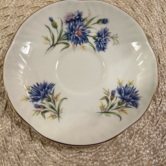 Vintage Crown Staffordshire Fine Bone China Blue Floral Teacup and Saucer - Engl - Picture 4 of 12